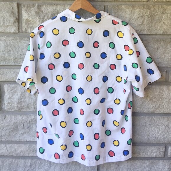 90s 'Pop Art' Short-Sleeve Button Down Top - Picture 3 of 3